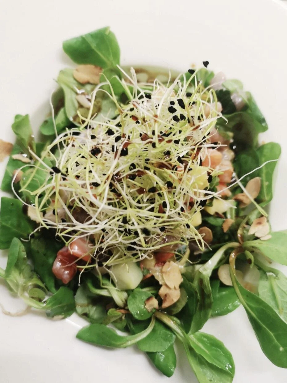 Salade fraîche aux herbes et graines germées